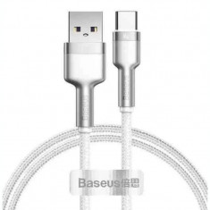 Cablu Alimentare si Date Baseus Cafule Series Fast Charging USB la USB Type-C 66W braided 1m Alb foto