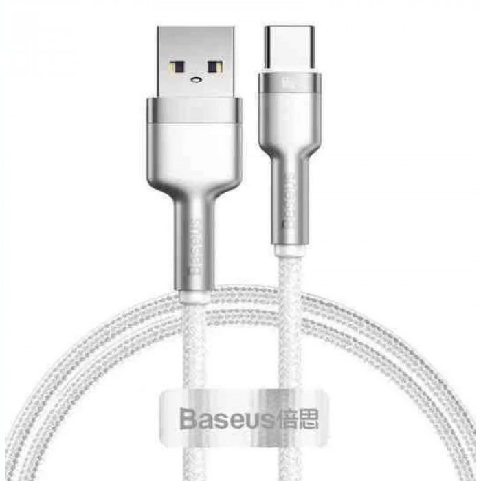 Cablu Alimentare si Date Baseus Cafule Series Fast Charging USB la USB Type-C 66W braided 1m Alb