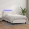 vidaXL Pat cu arcuri, saltea și LED, alb, 100x200 cm, piele ecologică 3134148