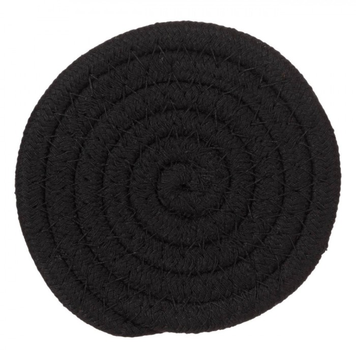 Suport Pahare, Rotund, Sfoară, Culoare Negru, Diametru 10cm