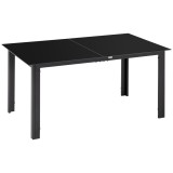 Outsunny Masă de Grădină cu Blat din Sticlă Temperată 150x90 cm pentru 6 Persoane, Masă de Luat Pr&acirc;nzul din Aluminiu pentru Exterior, Patio, Terasă, B