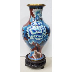 Vaza Cloisonne decorata cu flori si pasare, China, Secol 20