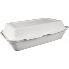 Set 50 Caserole Biodegradabile, 230x159x77 mm, Trestie de Zahar, Necompartimentate, Caserole Ecologice, Set Caserole pentru Catering, Caserole Albe, S foto