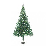 vidaXL Brad de Crăciun pre-iluminat cu globuri, 120 cm, 230 ramuri