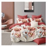 Lenjerie pat dublu,bumbac finet,6 piese,cearceaf cu elastic 180x200cm, cearceaf pilota 200x230cm, 2 fete de perna 50x70, 2 fete de perna 70x70-A1125