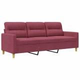 Cumpara ieftin Canapea cu 3 locuri, rosu vin, 180 cm, material textil