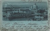 CP1048N Panorama dal Campanile di S Marco verso la Salute, Venezia, carte poștală circulată la Calafat, 1899, adresată unui evreu
