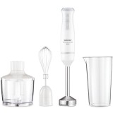 Blender vertical Zelmer ZHB4562S, 800 W, functie Turbo, tocator cu volum de 450 ml, tel, cutit cu 2 lame, picior inox, bol 800 ml, Alb/Argintiu