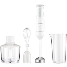 Blender vertical Zelmer ZHB4562S, 800 W, functie Turbo, tocator cu volum de 450 ml, tel, cutit cu 2 lame, picior inox, bol 800 ml, Alb/Argintiu