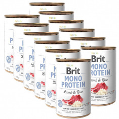 Conservă Brit Mono Protein Lamb &amp; Rice, 12 x 400 g