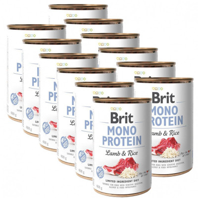 Conservă Brit Mono Protein Lamb &amp;amp;amp; Rice, 12 x 400 g foto