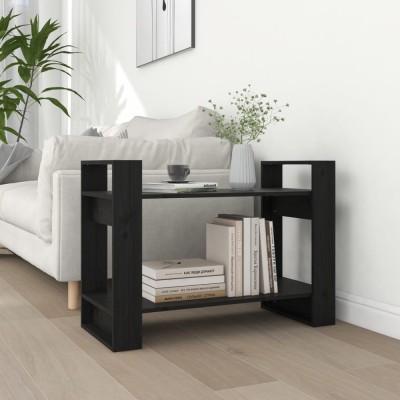 vidaXL Bibliotecă/Separator cameră negru 80x35x56,5 cm lemn masiv pin foto
