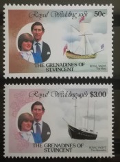 BC480, ST.Vincent 1981, serie printesa Diana si printul Charles, corabii foto