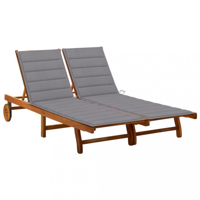 vidaXL Șezlong de grădină cu perne, 2 persoane, lemn masiv acacia 3061375