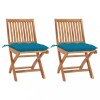 VidaXL Scaune de grădină, 2 buc., cu perne bleu, lemn masiv de tec 3062452