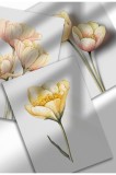 WF-SET2|Set de 3 postere cu flori &icirc;n acuarelă, artă botanică de perete, imprimeuri digitale pe p&acirc;nză, model floral minimalist | 3 x A4 (21 x 29.7 cm)