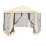 Pavilion pentru gradina din polietilena bej negru Ringe 3.9x3.9x2.5 m