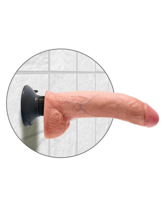Vibrator Realistic Cu Testicule King Cock, Natural, 22.8 cm