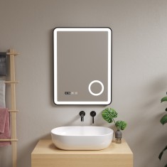 Oglinda baie Pescara 70x50x4cm negru cu LED [pro.tec] HausGarden Leisure foto