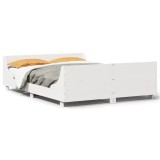 Cumpara ieftin Cadru de pat fara saltea, alb, 140x200 cm, lemn masiv pin