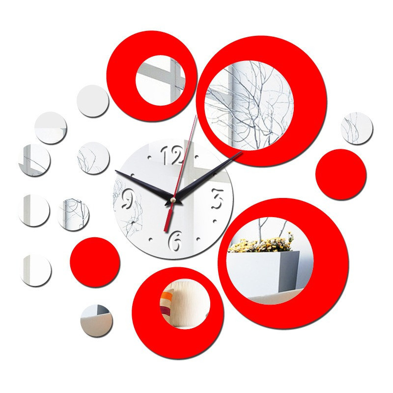 Ceas decorativ de perete, Cercuri, Oglinda acrilica, 50 cm, LK30 | Okazii.ro