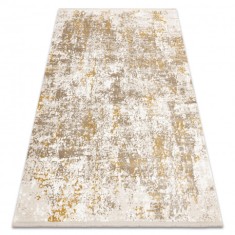 Covor modern DUKE 51546 bej / auriu - Vintage, structurat, foarte moale, franjuri, 80x150 cm