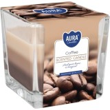 Lumanare parfumata MagicHome AURA Coffee in pahar, 170g, 32h, Tricolora