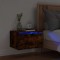 vidaXL Noptieră montată pe perete cu lumini LED, stejar fumuriu 836834