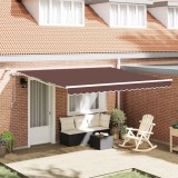 vidaXL Copertina retractabilă automat cu LED, maro, 400x300 cm