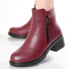 Ghete Dama Imblanite Bordo din Piele Ecologica Marvela, 36