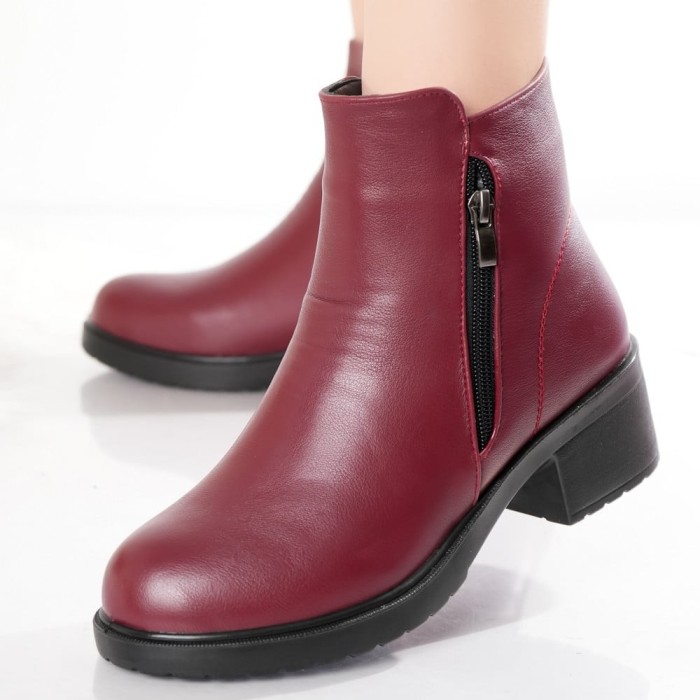 Ghete Dama Imblanite Bordo din Piele Ecologica Marvela, 36