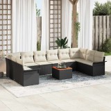 Cumpara ieftin Set de canapele pentru grădină cu pernă 11 pcs Negru, Crem