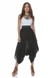 Pantaloni Funky din panza topita neagra, Negru, 34, 36, 38, 40, 42, 44
