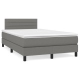 vidaXL Pat box spring cu saltea, gri &icirc;nchis, 120x190 cm, textil