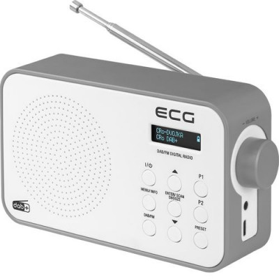 Radio portabil ECG, 1.2 W, Tuner FM, Alarma, Memorie 30 de posturi, Antena telescopica, Cablu USB Type C, Alb foto