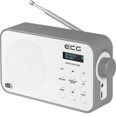 Radio portabil ECG, 1.2 W, Tuner FM, Alarma, Memorie 30 de posturi, Antena telescopica, Cablu USB Type C, Alb foto