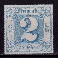 ✅ (S45) Germania veche - Thurn und Taxis 1866 &quot;Cifra &quot; , 2 Sgr Michel nr. 49 , nestampilat/negumat