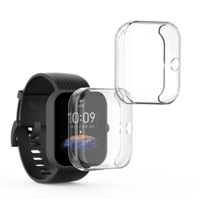 Set 2 Huse Kwmobile pentru Amazfit Bip 3/Bip 3 Pro, Transparent, Silicon, KWM0000194M003C foto