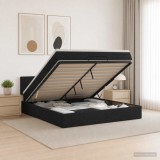 Cumpara ieftin Pat ottoman cu saltea cu headboard Negru 180 x 200 cm Tesatura
