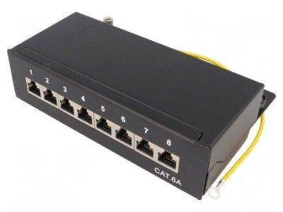 Conector RJ45 Patch Panel Cat 6a Neagra Murale IDC foto