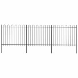 Cumpara ieftin Gard de grădină cu v&acirc;rf circular, oțel, 537x150 cm, negru