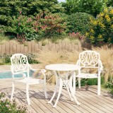 Set mobilier bistro, 3 piese, alb, aluminiu turnat