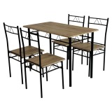 Cumpara ieftin Set masa, 4 scaune mdf stejar, metal negru Paon 110x60x74 cm, 40x40x86 cm