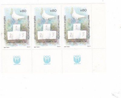 ISRAEL 1984 OLIMPIADA LOS ANGELES X3 CU TABS,MNH. foto