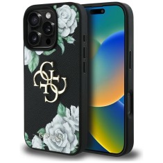 Husa originala Guess iPhone 16 Pro Hardcase 4G Grained Roses Big Logo, negru, GUHCP16LPGROP4MK foto