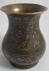 Mica vaza antica Orientala ''Nielo" din bronz superba handmade