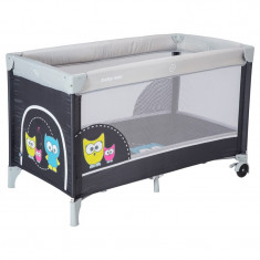 Patut cu 1 nivel Baby Mix HR-8052-173 Owls Dark Grey foto