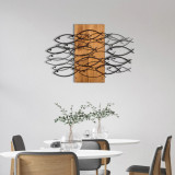 Decoratiune de perete, Fish, Metal, Cadru: 100% LEMN (grosime: 3 cm), Nuc negru, Enzo