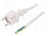 Cablu alimentare AC, 1.5m, 3 fire, culoare alb, cabluri, CEE 7/7 (E/F) mufa, SCHUKO mufa, PLASTROL - W-98389 foto