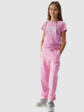 Pantaloni jogger de trening pentru fete - roz, 4F Sportswear
